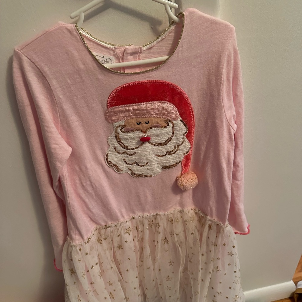 Pink Santa Dress with Gold Star Skirt